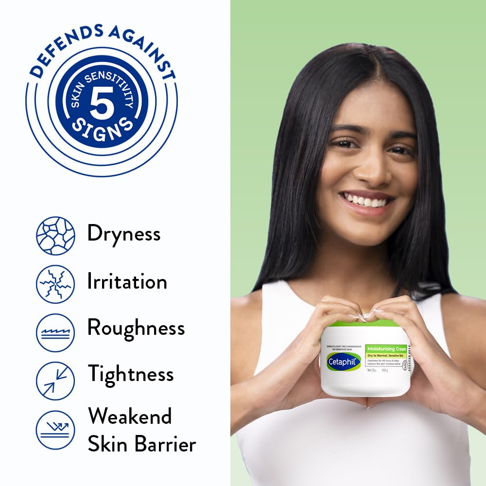Cetaphil Moisturising Cream for Face & Body – 450g | For Dry to Normal Skin | Paraben & Sulphate Free | Enriched with Niacinamide & Vitamin B5 Clensta