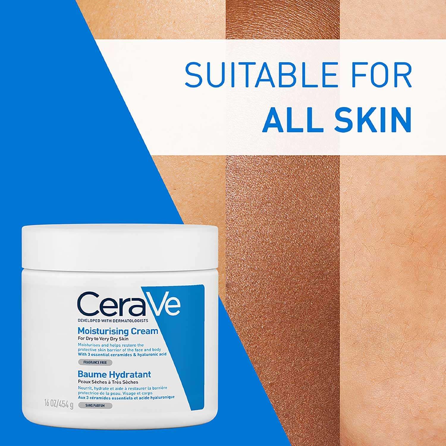 CeraVe Moisturizing Cream for Dry Skin – Barrier Repair with Ceramides, Dermatologist Recommended (454g) CeraVe