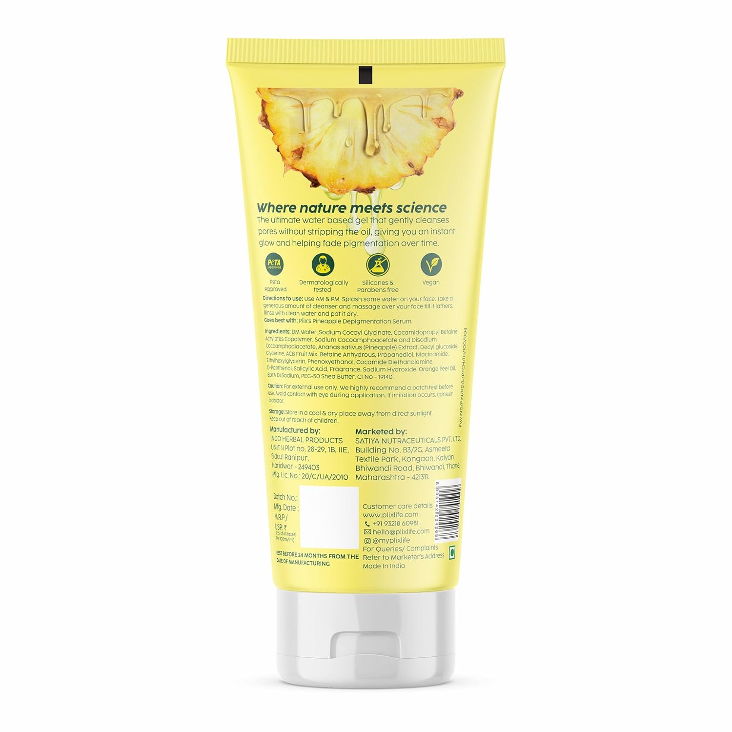 PLIX – The Plant Fix 5% Pineapple Foaming Facewash | Brightening Cleanser for Even-Toned, Radiant Skin | Reduces Pigmentation | Sulphate, Paraben & Silicone Free | 100ml PLIX