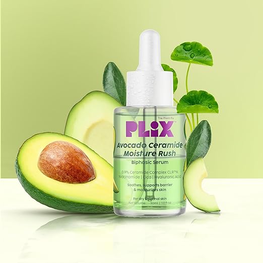 PLIX β Avocado Ceramide Moisture Rush Biphasic Serum | Deep Nourishment & Skin Barrier Strengthening | For Dry, Normal & Sensitive Skin | 30ml PLIX