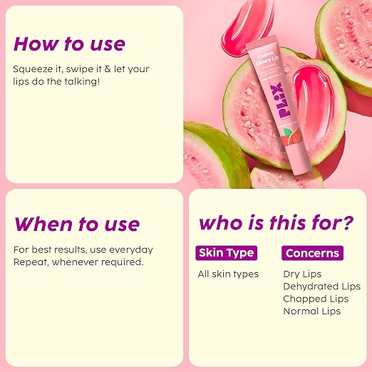 PLIX – The Plant Fix Guava Glowy Lip Tinted Balm | With Shea Butter & Vitamin E for Soft, Hydrated Lips | SPF 30 PA+++ Sun Protection | 10g Niram Global Private Limited