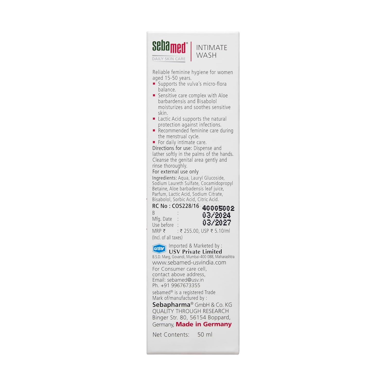 Sebamed Intimate Wash 50 ml | pH 3.8 Care for Women 15–50 Sebamed