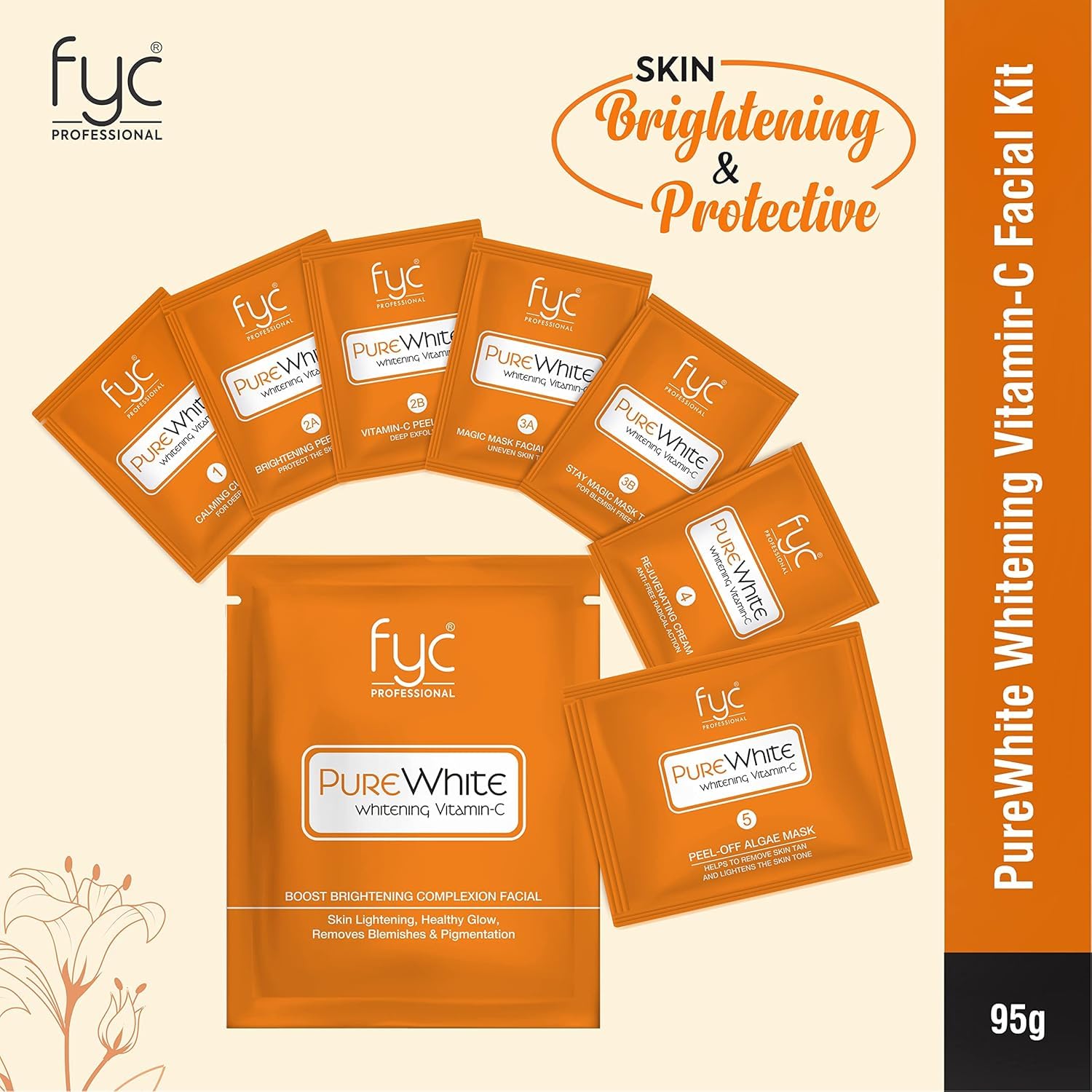 Fyc Professional Pure White Vitamin C Facial Kit (5 Step Facial Kit) - Single Use Fyc