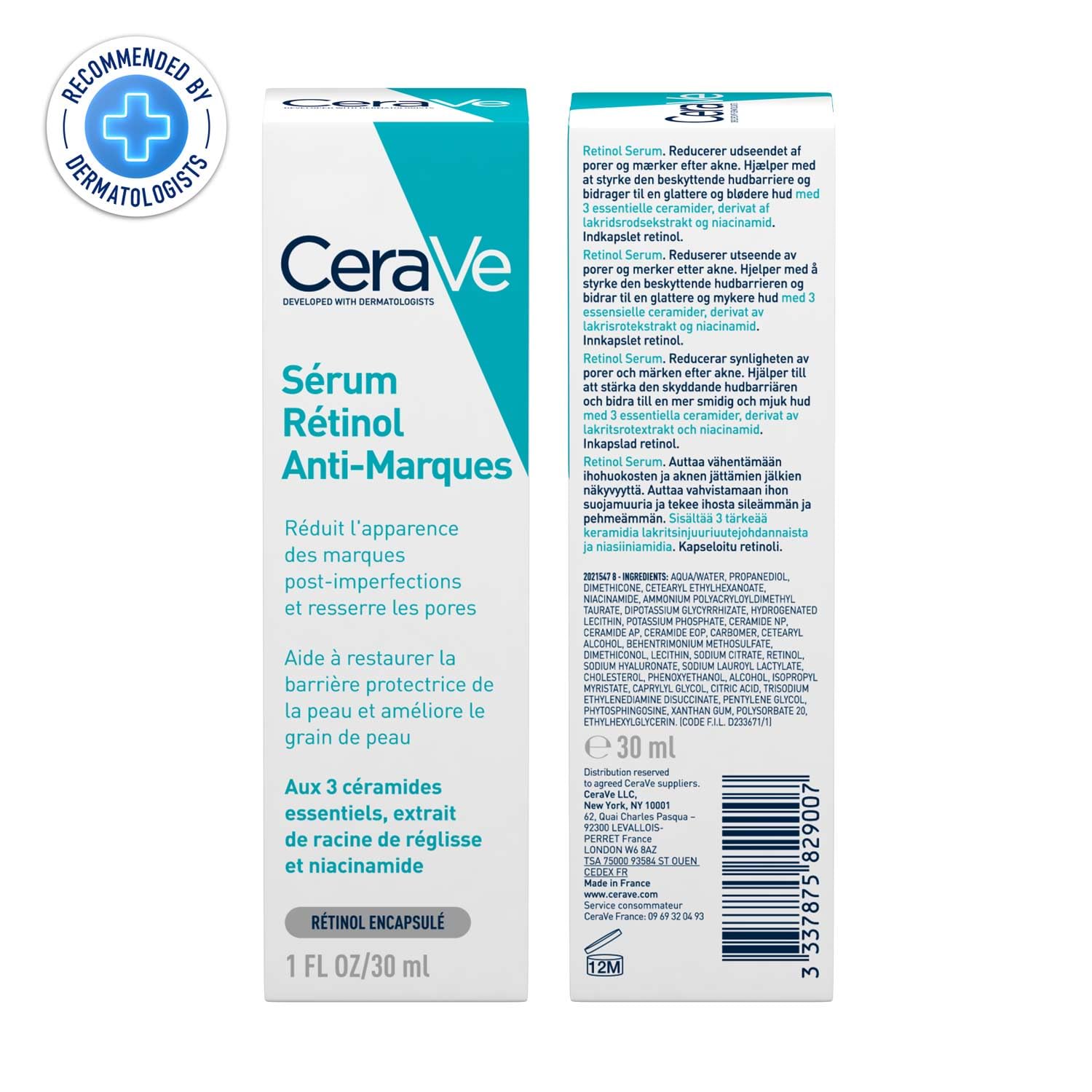 CeraVe Resurfacing Retinol Serum, Reduces Acne Marks with Licorice Root Extract & Niacinamide (30ml) CeraVe