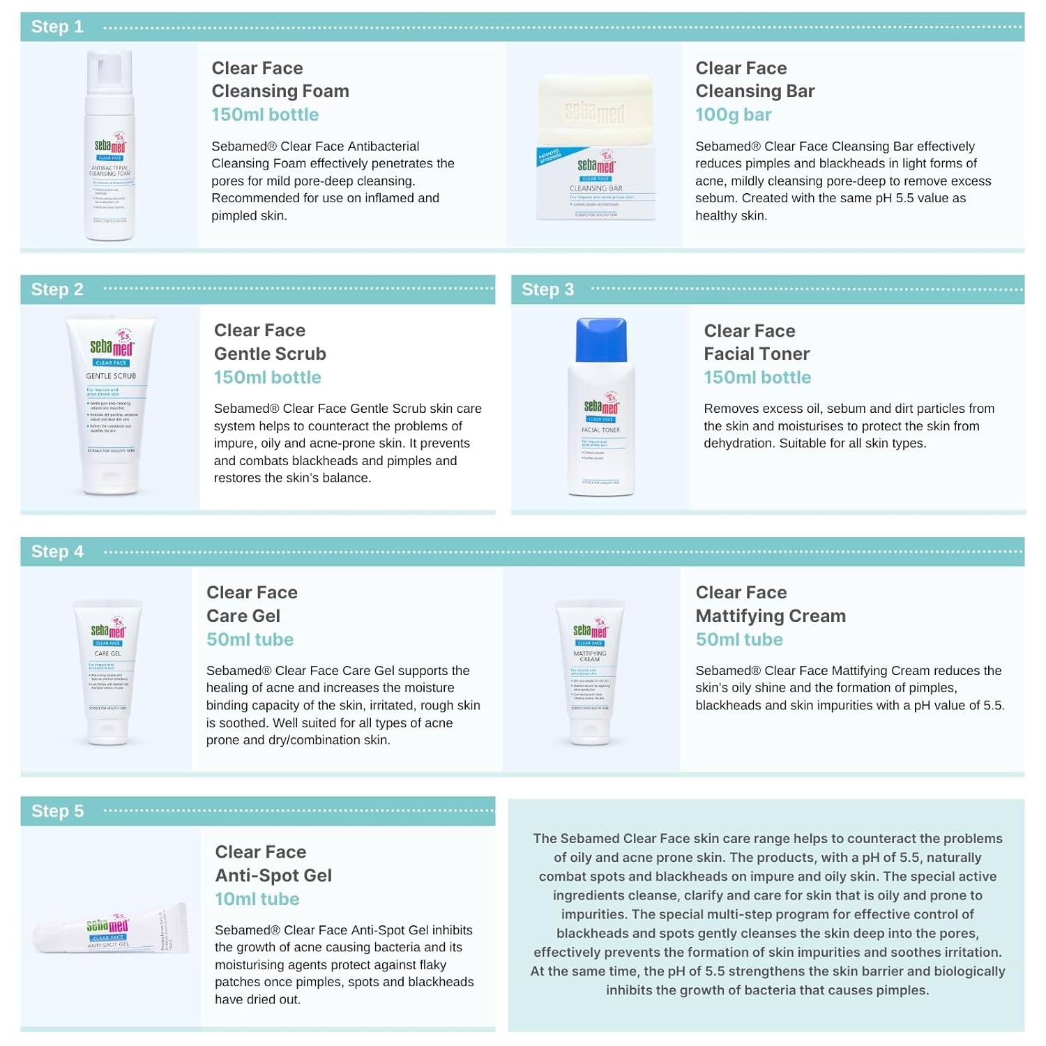 Sebamed Clear Face Cleansing Bar 100 g | pH 5.5 for Acne-Prone Skin Sebamed