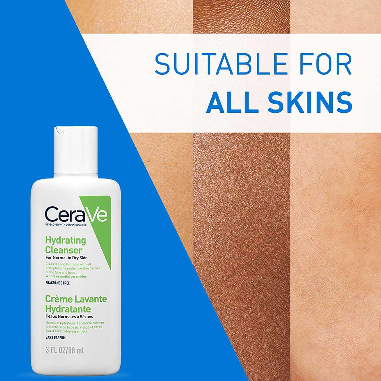 CeraVe Hydrating Cleanser Non-Foaming Face Wash for Dry Skin with Ceramides & Hyaluronic Acid – 88ml CeraVe