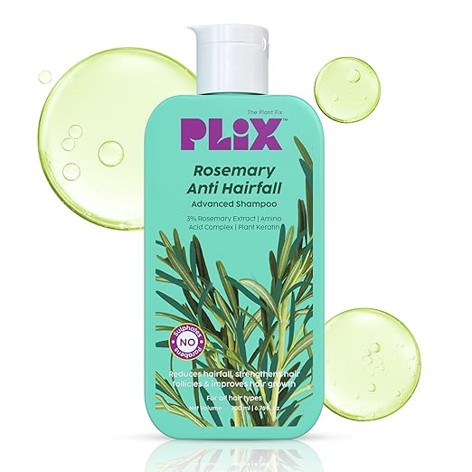 PLIX – The Plant Fix Rosemary Advanced Anti-Hair Fall Shampoo | Reduces Hair Fall & Breakage | Sulphate & Paraben Free | For Men & Women | 200ml PLIX