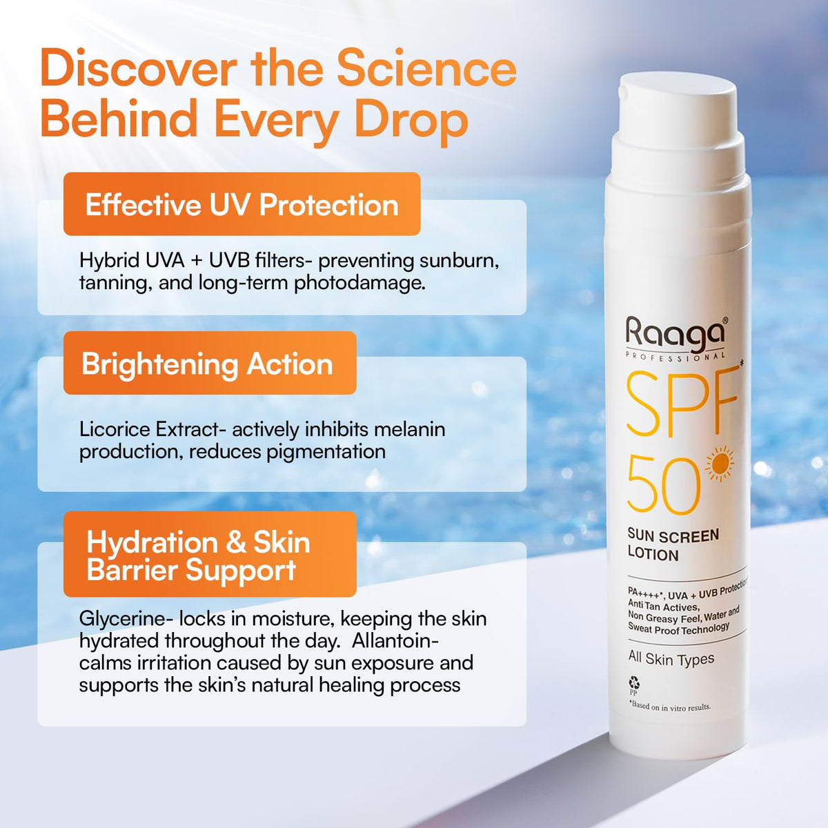 Raaga Sunscreen Lotion SPF 50 | UV Protection Sunblock Raaga Professional