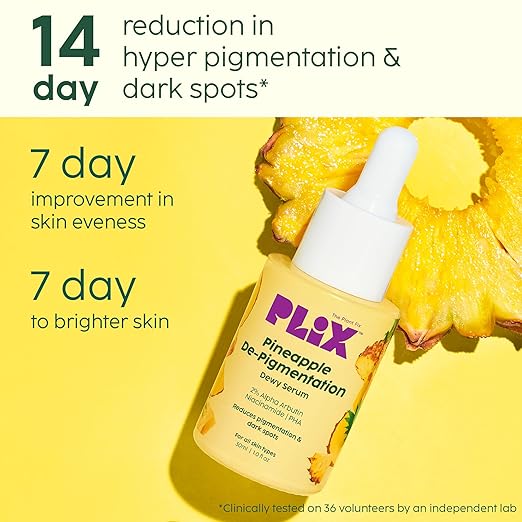 PLIX – The Plant Fix 2% Alpha Arbutin Pineapple Dewy Face Serum | 10% Niacinamide + 5% PHA | De-Pigmentation & Dark Spot Removal | Brightening Serum | 30ml PLIX
