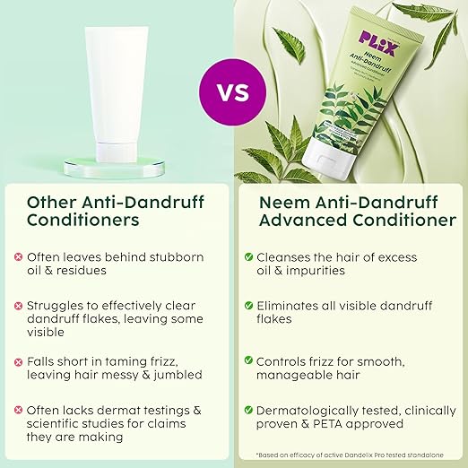 PLIX – The Plant Fix All Neem Anti-Dandruff Advanced Conditioner | With Dandelix Pro & Murumuru Butter | Fights Dandruff & Nourishes Scalp | Paraben & Sulphate Free | Unisex | 175ml PLIX