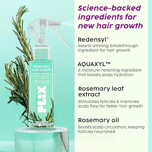 PLIX – The Plant Fix Rosemary Advanced Hair Growth Spray | Redensyl® & Rosemary Extract | Boosts Thickness, Reduces Hair Fall & Stimulates Follicles | All Hair Types | 100ml PLIX