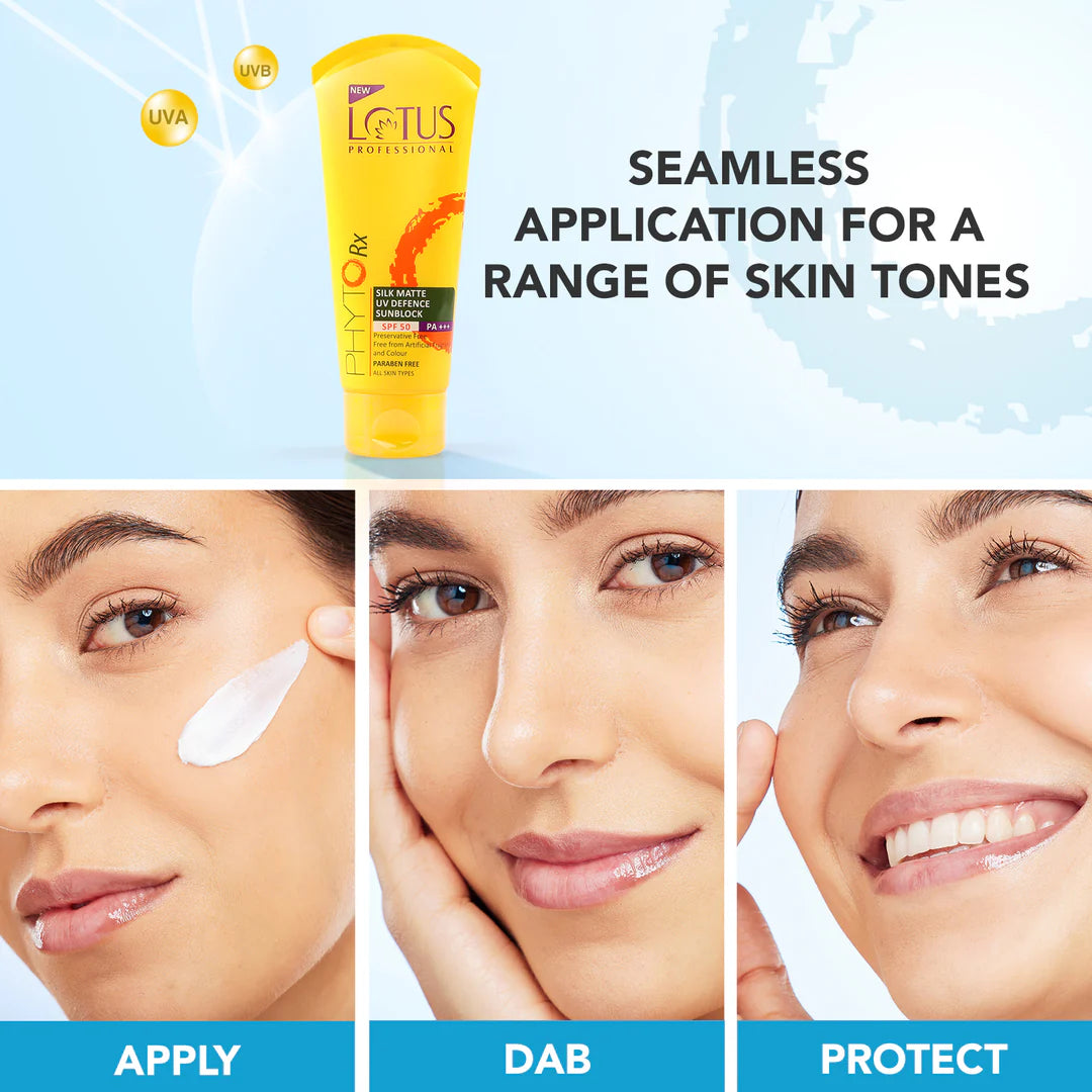 Lotus Professional PhytoRx Silk Matte UV Defence Sunblock Cream SPF 50 Pa++ (75gm) Loreal Professional