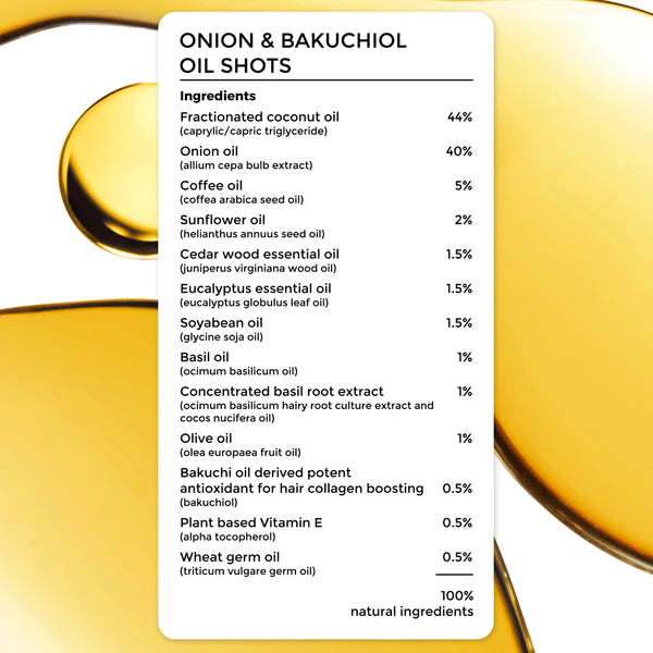 Brillare 100% natural onion & bakuchiol oil shots 48ml - for hair fall reduction