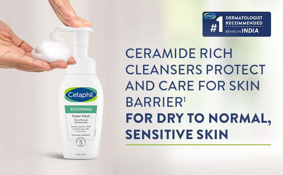 Cetaphil Soothing Foam Wash for Dry to Normal Skin with Ceramides (200ml) - Niram Global Private Limited