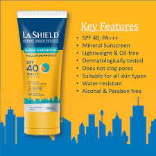 LA shield mineral sunscreen gel spf 40 PA+++ UVA-UVB - Niram Global Private Limited