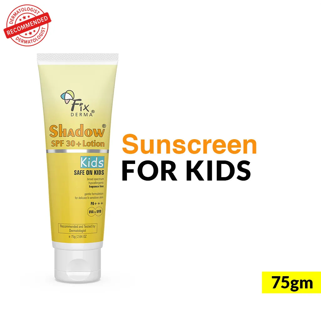 Fix derma shadow spf 30+lotion kids safe on kids PA+++ for delicate & sensitive skin UVA & UVB