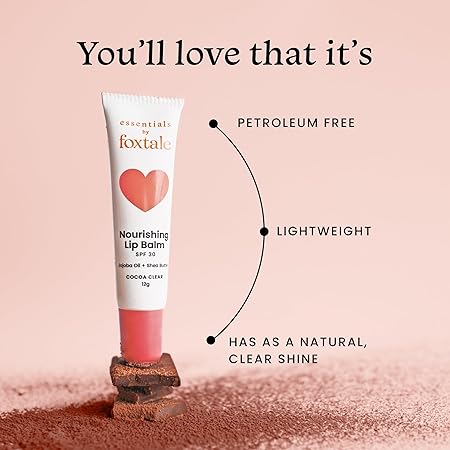 Foxtale Nourishing lip balm spf 30 jojoba oil +shea butter -cocoa clear 12g