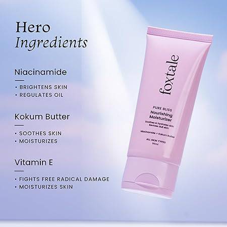 Foxtale glow,hydrate,protect daily moisturizer -50ml niacinamide + kokum butter for all skin types