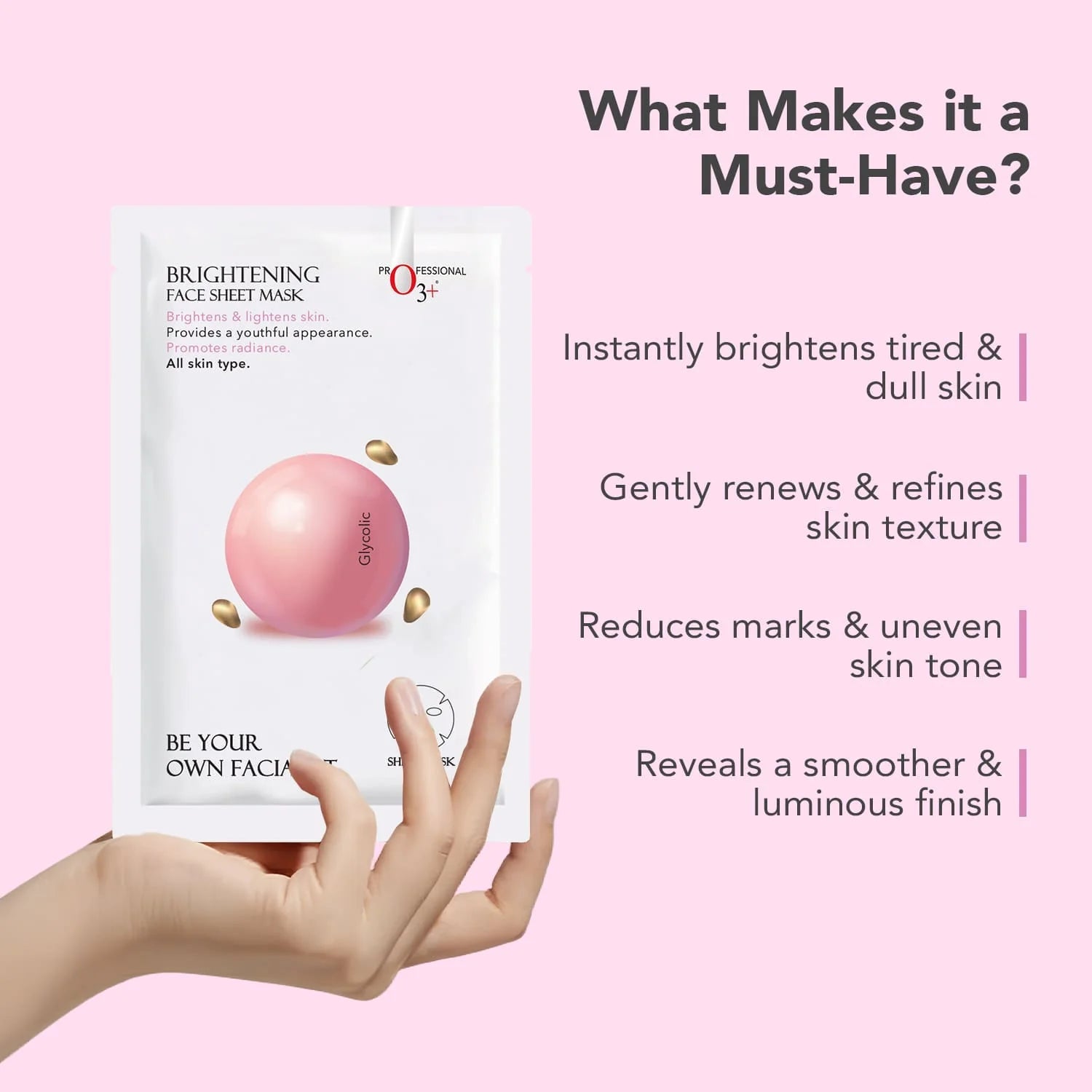 O3+ Facialist Brightening Face Sheet Mask With Glycolic (30ml) O3+