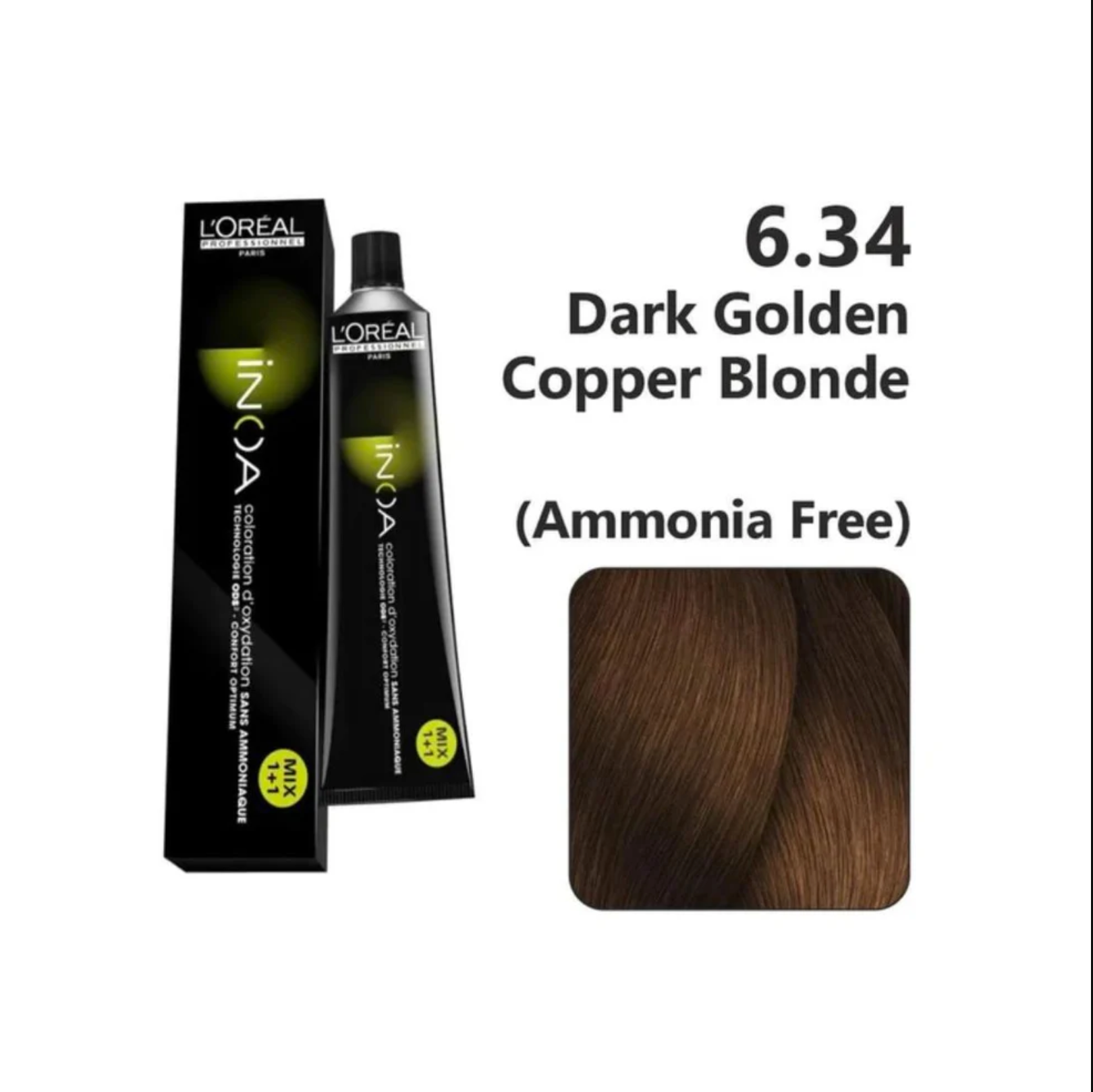 L'OrΓ©al INOA Ammonia-Free Hair Color, 6.34 Dark Golden Copper Blonde (60g) - Niram Global Private Limited