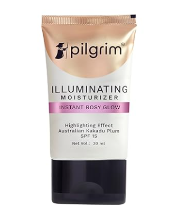 PILGRIM ILLUMINATING MOISTURIZER INSTANT ROSY GLOW 30ML- HIGHLIGHTING EFFECT AUSTRALIAN KAKADU PLUM SPF 15