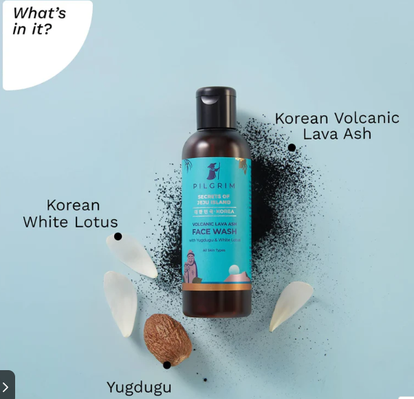 PILGRIM VOLCANIC LAVA ASH FACE WASH 100ML -WITH YUGDUGU & WHITE LOTUS