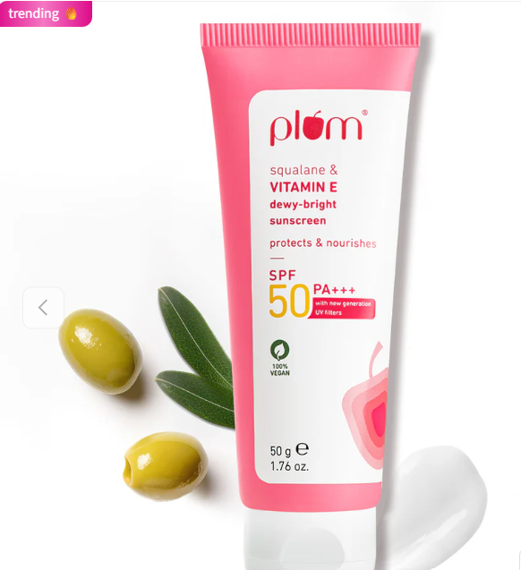 Plum squalane & VITAMIN E dewy-bright sunscreen spf 50 PA+++ protect & nourishes -50g