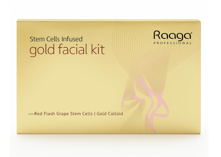 Raaga Professional Stem Cells Infused Gold 6 Step Facial Kit | Gold Colloid, Red Flesh Grape Stem Cells | Combats Pigmentation (61 gm) Raaga Professional