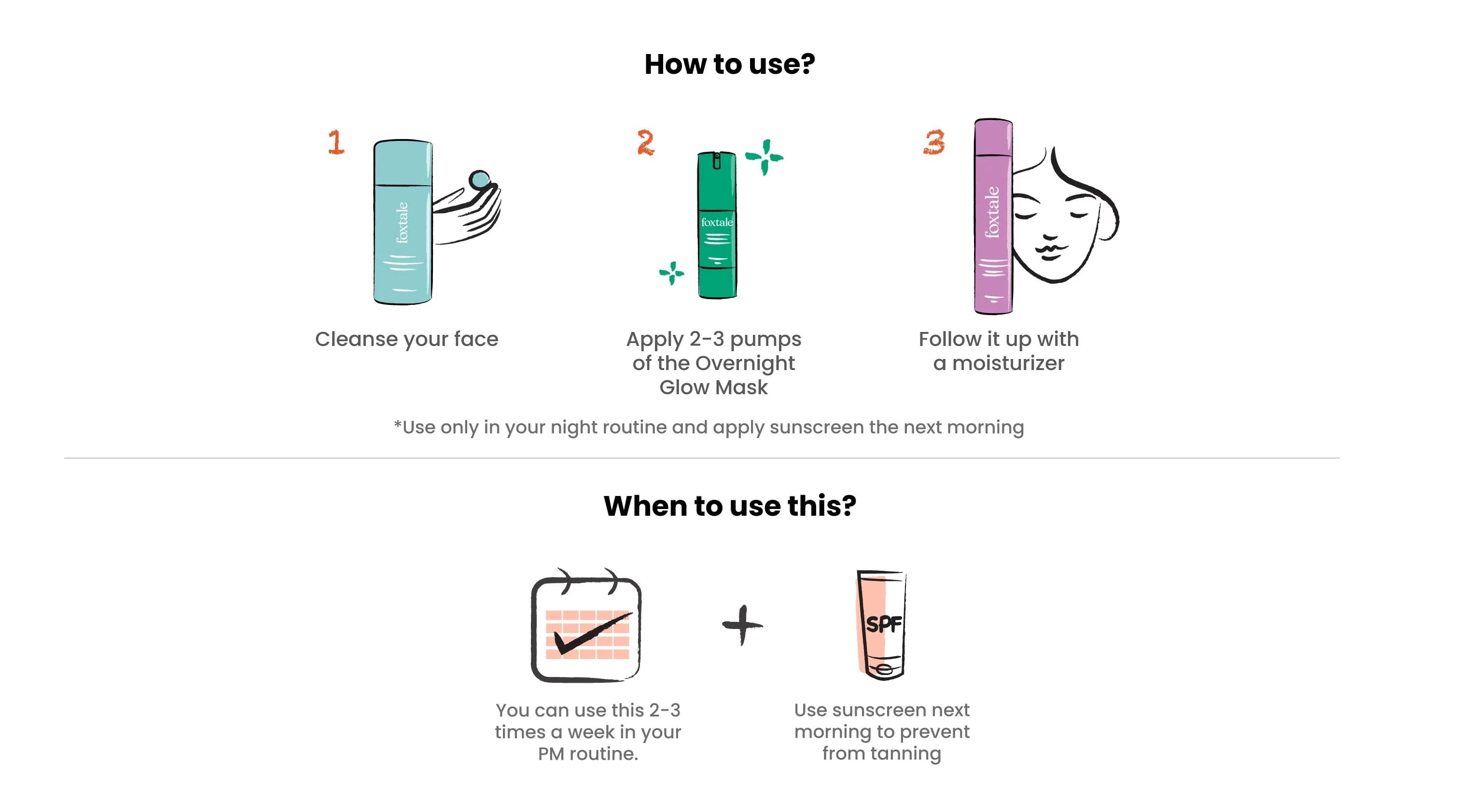 Foxtale overnight glow mask AHA+PHA+provitamin B5 -30ml all skin types