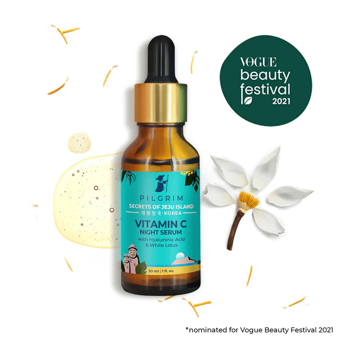 PILGRIM VITAMIN C NIGHT SERUM( OIL BASED ) 30ML - HYALURONIC ACID & WHITE LOTUS