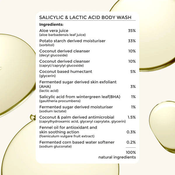Brillare 100 % natural salicylic & lactuic acid Body Wash 200ml -acne prone skin