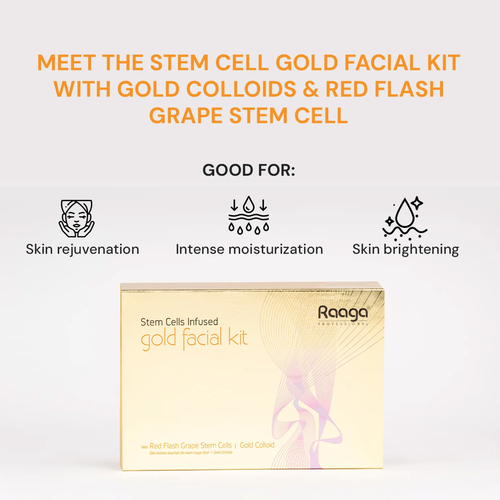Raaga Professional Stem Cells Infused Gold 6 Step Facial Kit | Gold Colloid, Red Flesh Grape Stem Cells | Combats Pigmentation (61 gm) Niram Global Private Limited