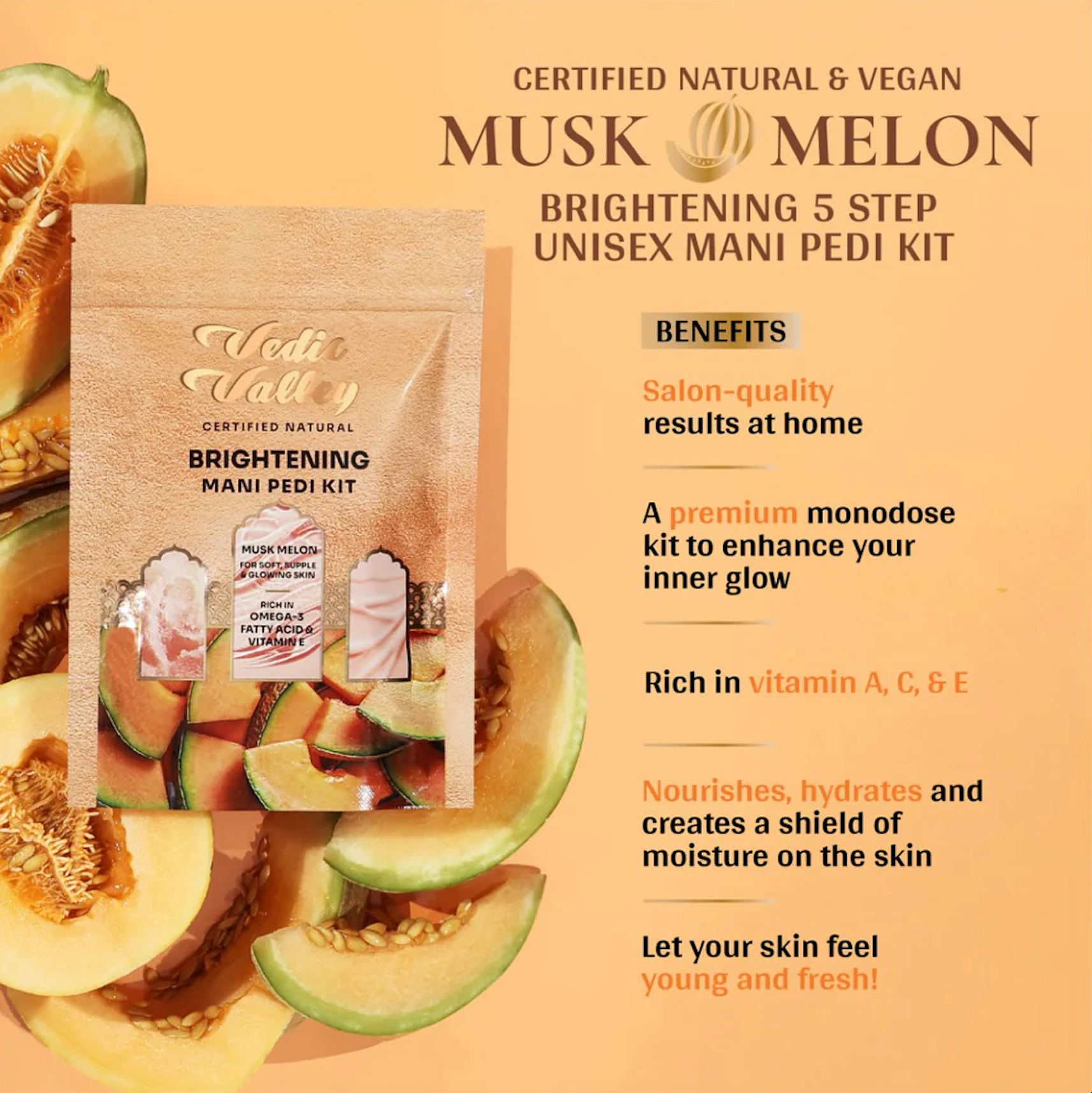 Vedic Valley Brightening Mani Pedi Kit with Musk Melon Niram Global Private Limited