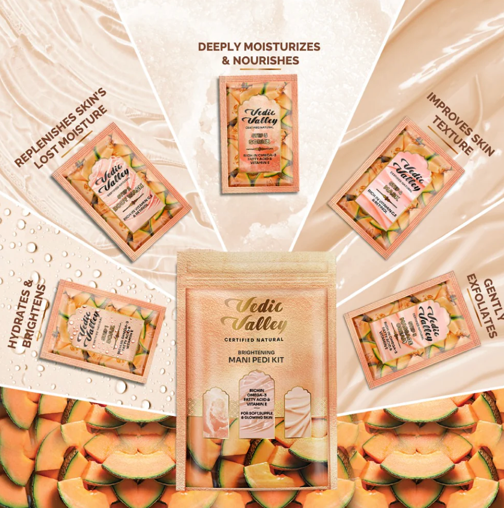 Vedic Valley Brightening Mani Pedi Kit with Musk Melon MINTREE