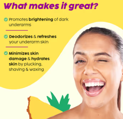 PLIX – Pineapple Underarm Depigmentation Spray | Controls Odour & Reduces Hyperpigmentation | Brightening Underarm Spray | 100ml PLIX