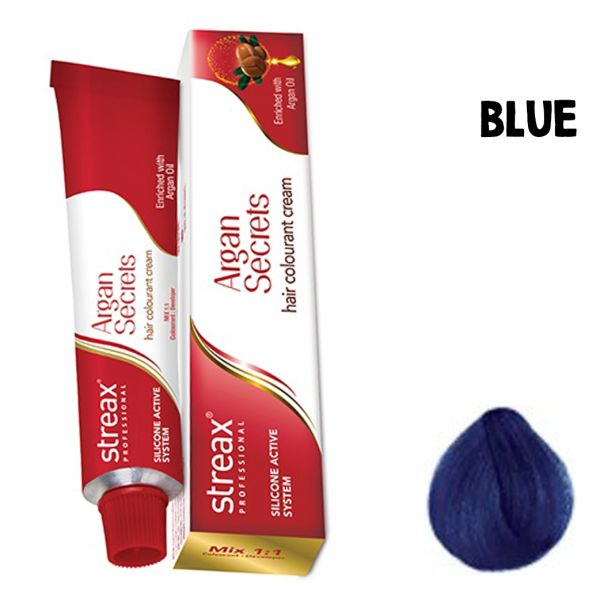 Streax proffessional argan secrets hair colourant cream blue colour cutter
