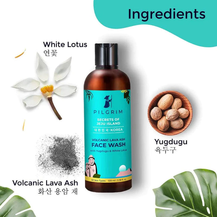 PILGRIM VOLCANIC LAVA ASH FACE WASH 100ML -YUGDUGU & WHITE LOTUS