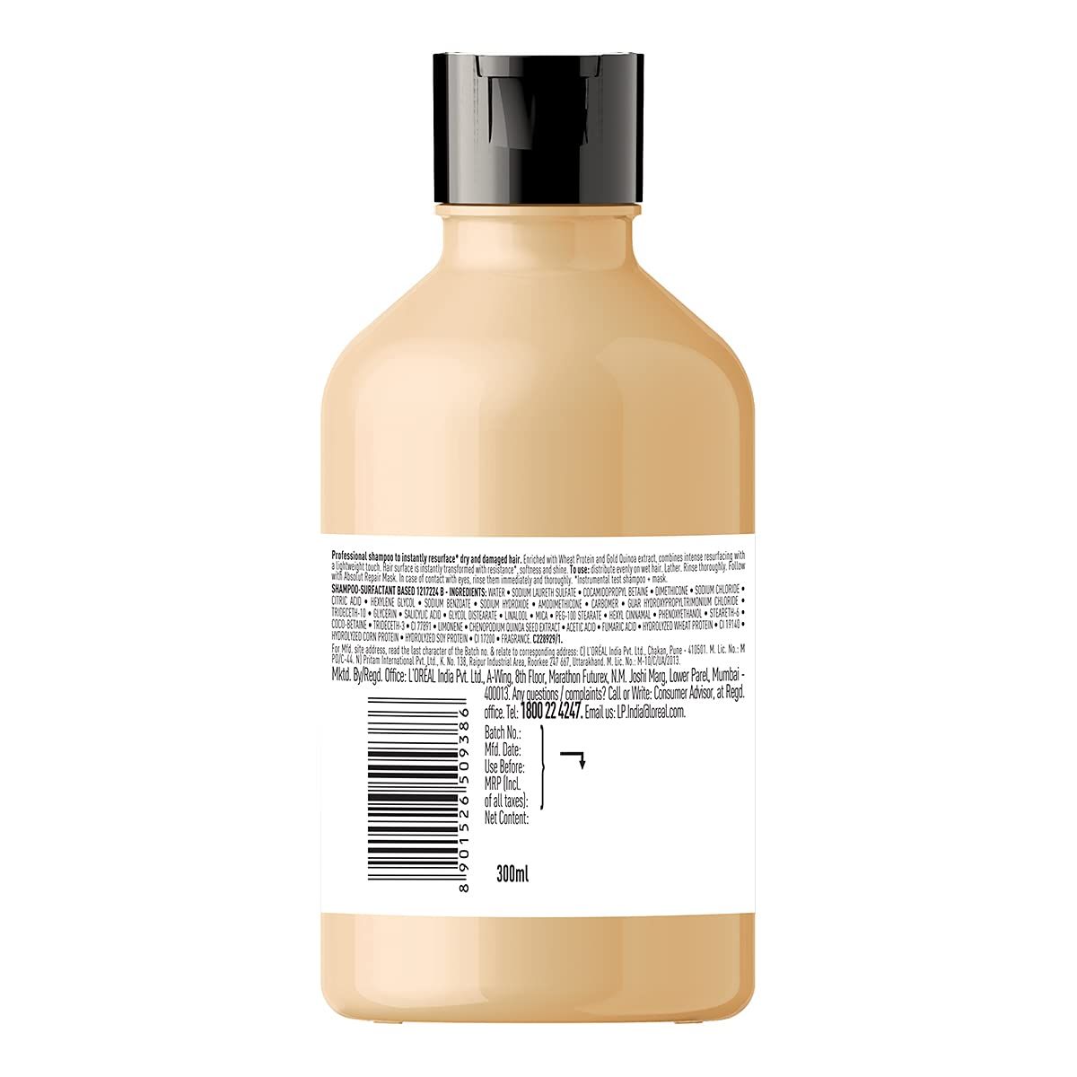 L'Oréal Professionnel Absolut Repair Shampoo With Protein And Gold Quinoa For Dry And Damaged Hair, Serie Expert, 300Ml - Niram Global Private Limited
