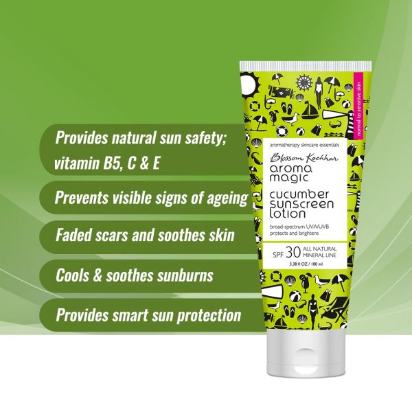 Aroma Magic Cucumber Sunscreen Lotion SPF 30 UVA/UVB (50ml) - Niram Global Private Limited