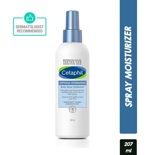 Cetaphil Optimal Hydration Body Spray Moisturizer With Hyaluronic Acid+Vitamin E For Dehydrated Skin (207ml) - Niram Global Private Limited