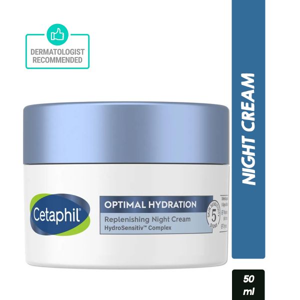 Cetaphil Optimal Hydration Replenishing Night Cream With Hyaluronic Acid For Dehydrated Skin (50gm) - Niram Global Private Limited