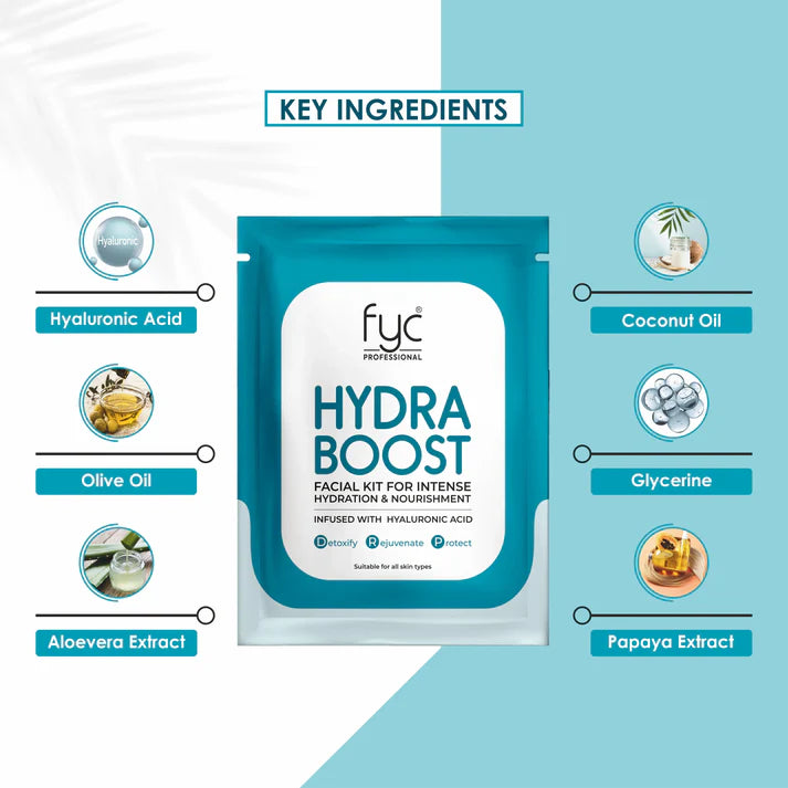 Fyc Professional HydraBoost Facial Kit Pouch 8 Step Facial Kit - 5 Kit Pouch (183gm x 5) Fyc