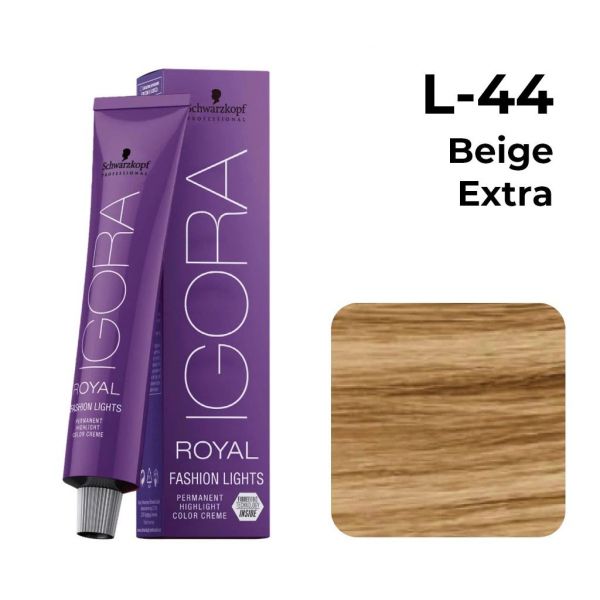 Schwarzkopf professional igora royal fashion lights permanent highlight color creme L-44 beige extra - Niram Global Private Limited