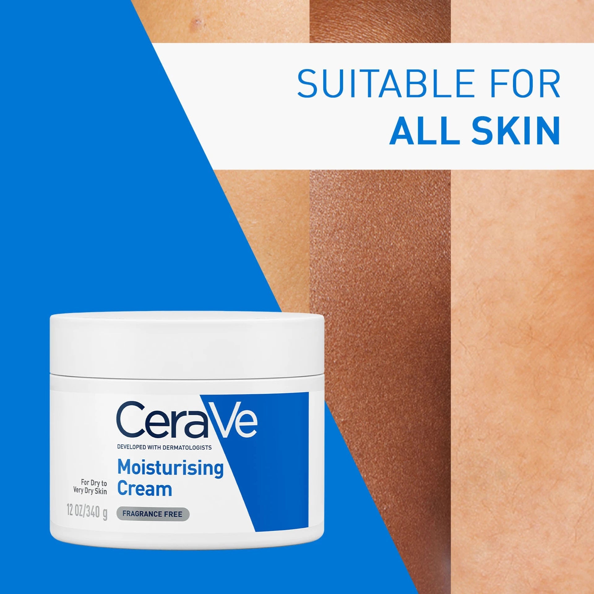 CeraVe Moisturizer For Dry Skin, Barrier Repair Cream with Ceramides, Dermatologist recommended – 340 gm CeraVe