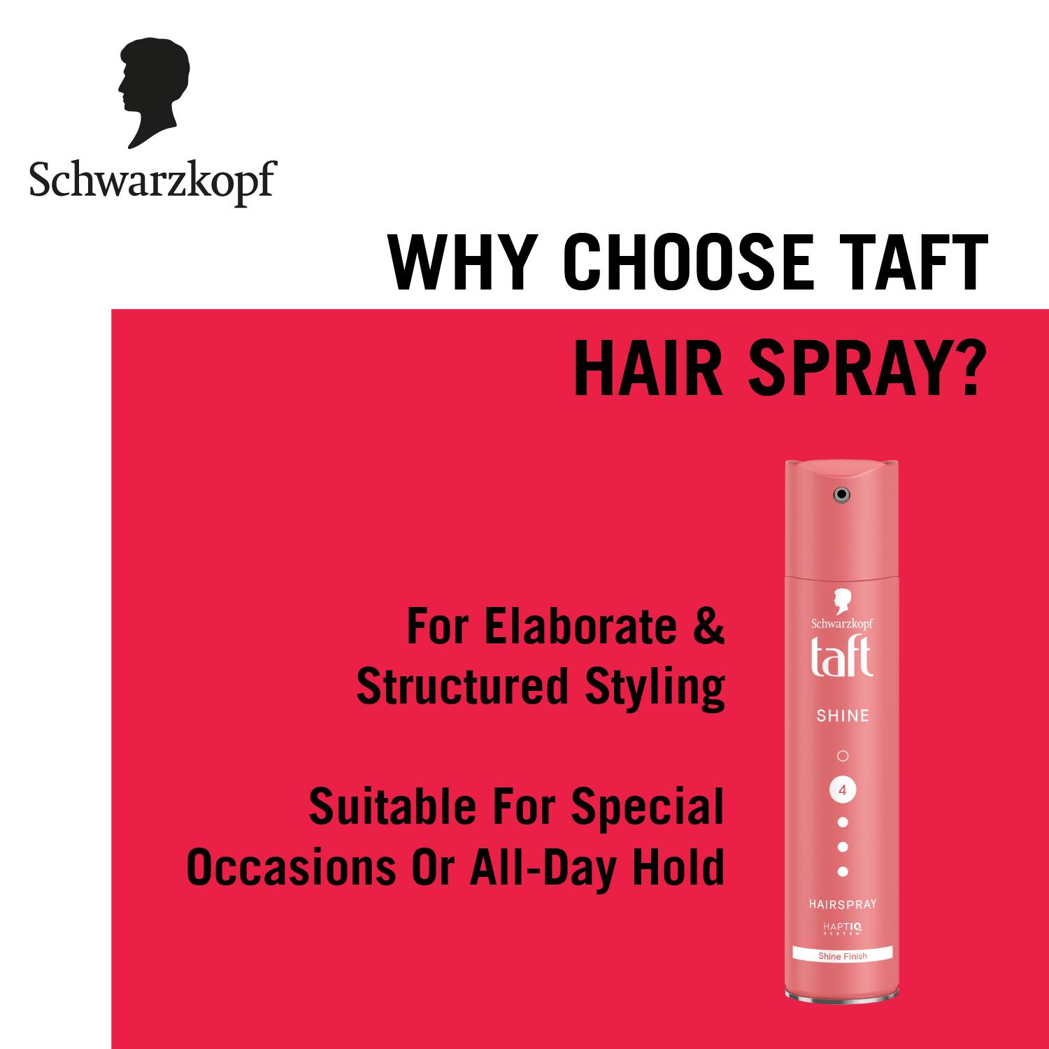 Schwarzkopf Taft Shine Hair Lacquer Mega Strong 5 Hair Spray (250ml) Schwarzkopf