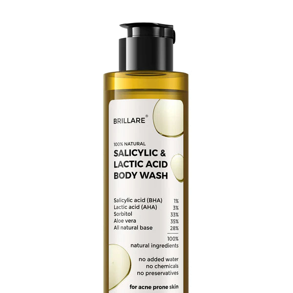 Brillare 100 % natural salicylic & lactuic acid Body Wash 200ml -acne prone skin