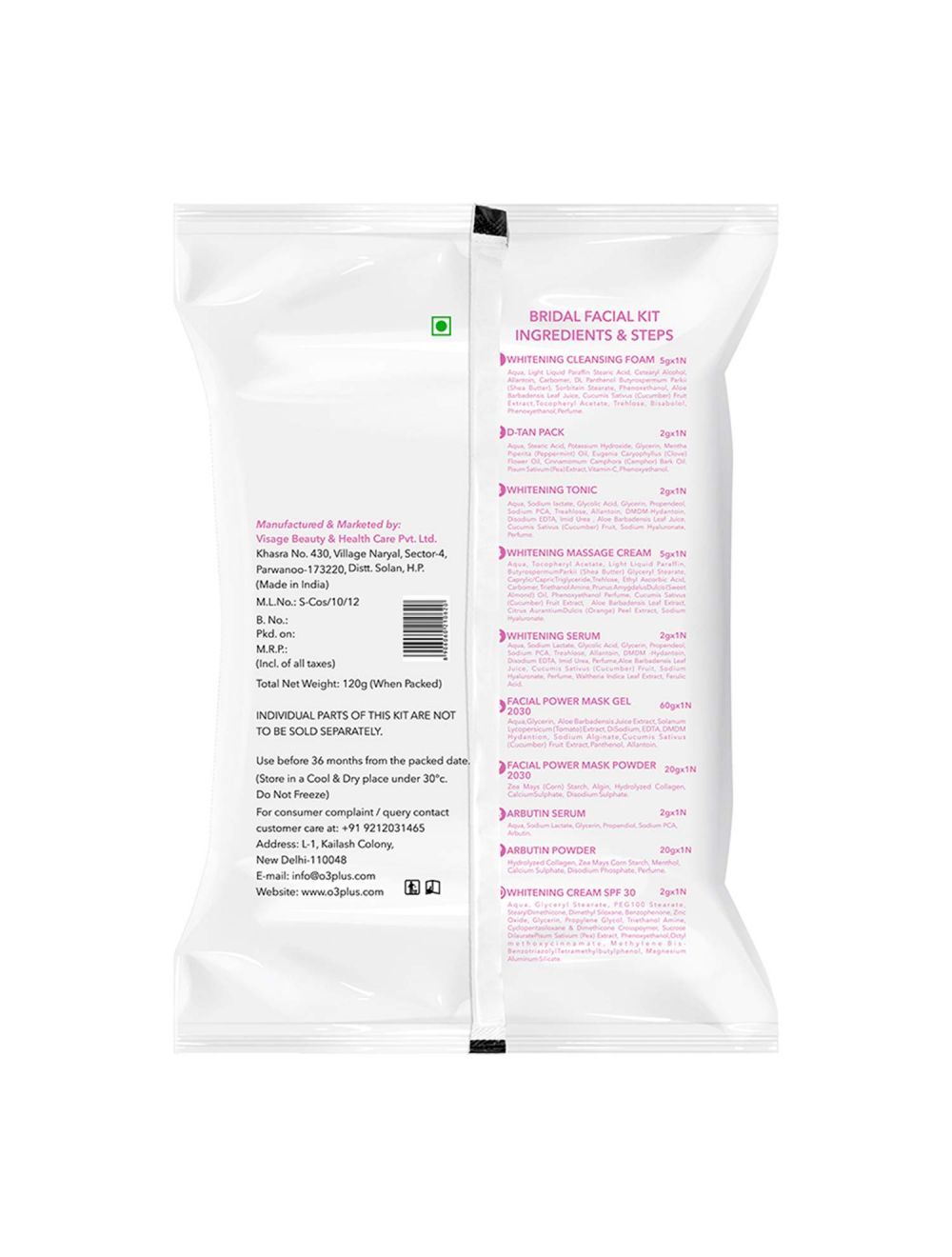 O3+ Bridal Facial Kit for Radiant & Glowing Skin (120gm) - Niram Global Private Limited