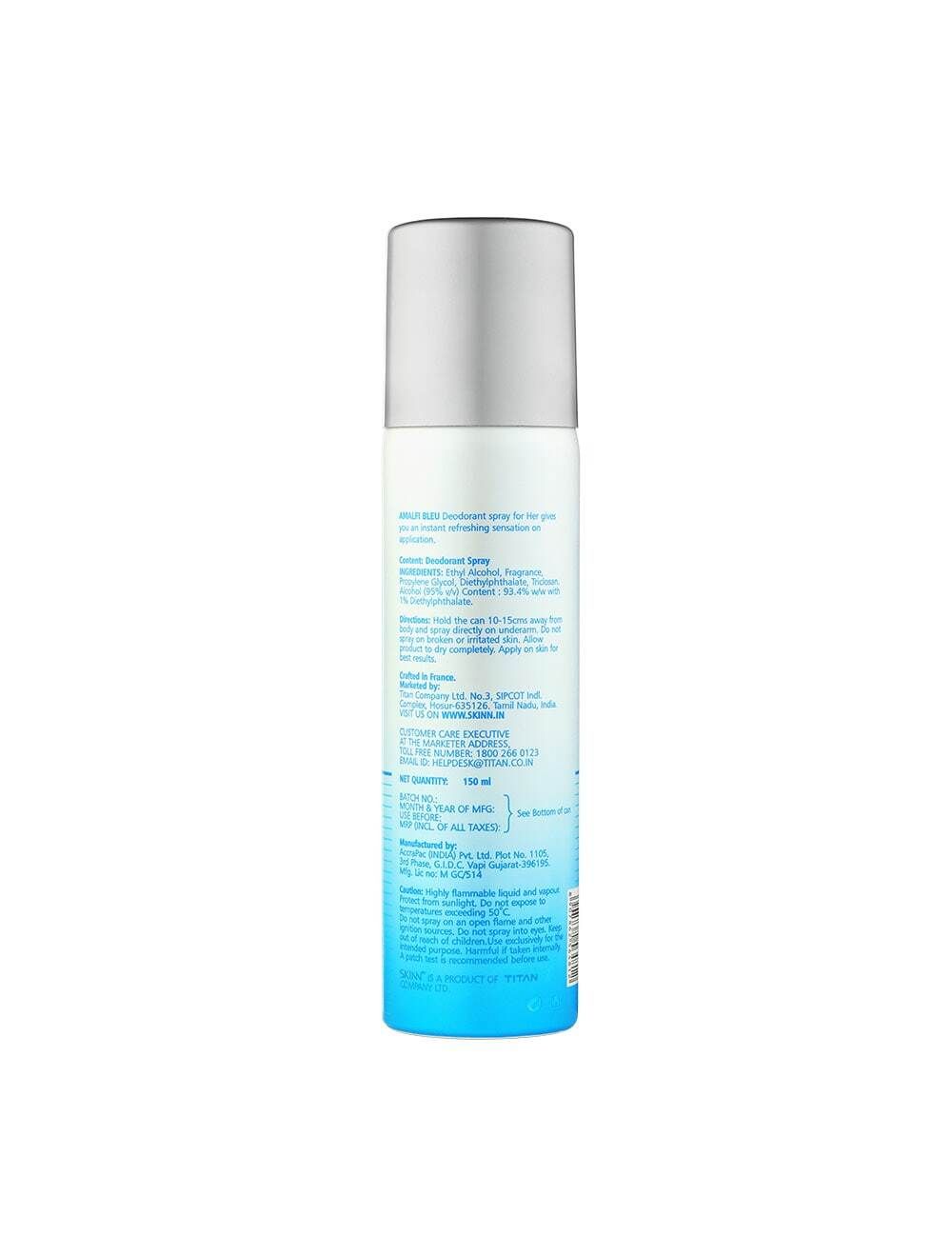 Skinn Deodorant Spray Amalfi Bleu For Women (150ml) - Niram
