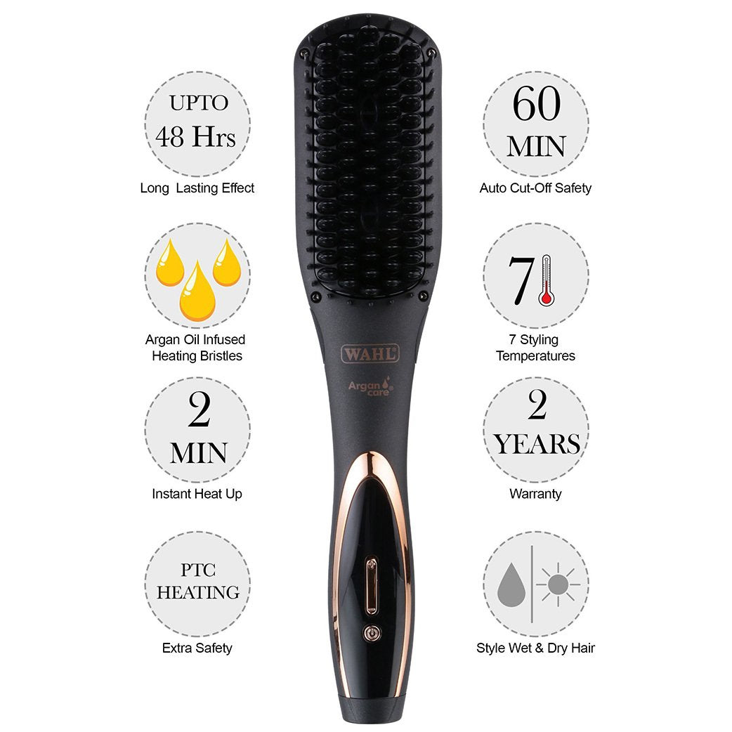 Wahl Argan Care Smart Brush - Black - Niram Global Private Limited