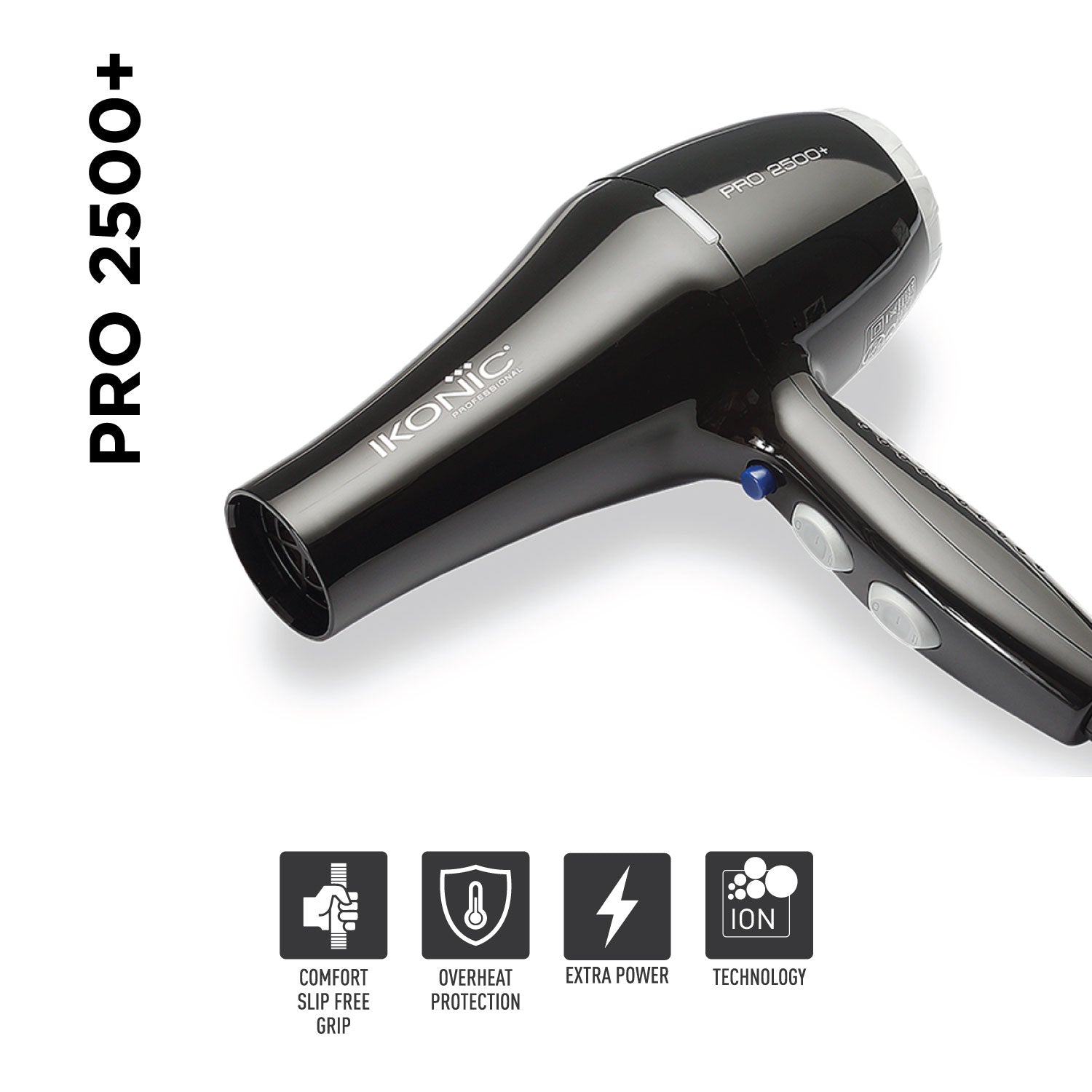 Ikonic Professional Hair Dryer Pro 2500+ Black - Niram